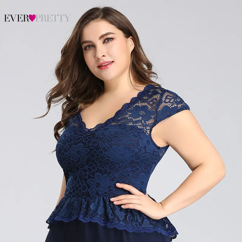 Navy Blue Mother Of The Bride Dresses Plus Size Ever Pretty Elegant A Line V Neck Sleeveless Lace Formal Party Gown Guest Dress | Свадьбы и