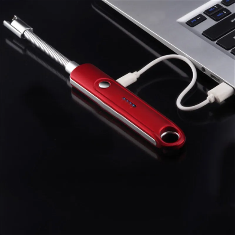 Вращение 360 USB аккумуляторная зажигалки длинные Кухня электронные Ветрозащитный