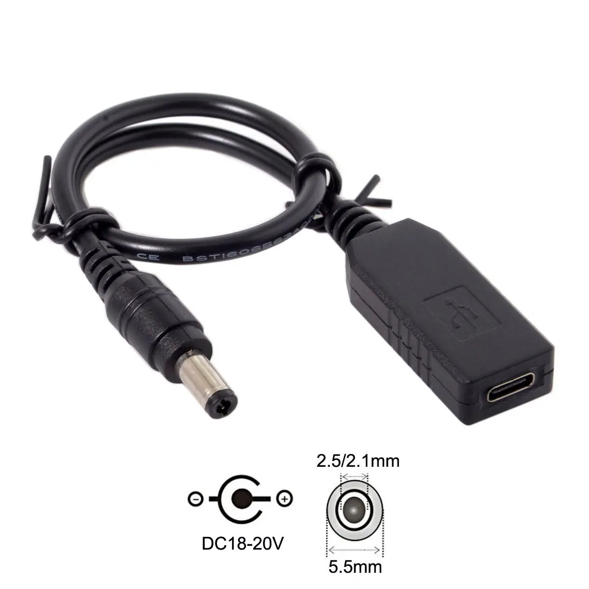 

CY Xiwai USB-C Type C USB 3.1 to DC 20V 5.5 2.5mm & 2.1mm Power Plug PD Emulator Trigger Charging Cable for Laptop Black