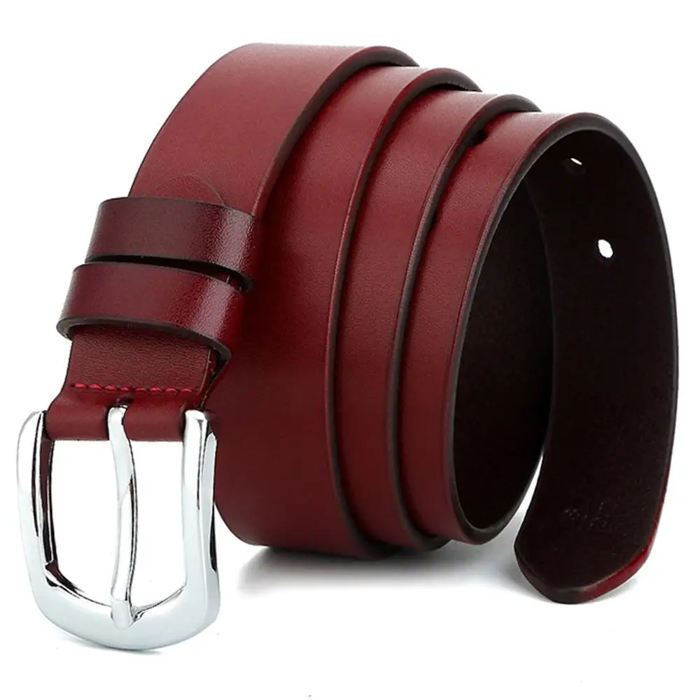 Brand Name Female Pin Buckles Metal Solid Colour Design Women's Cowhide Leather Fancy Vintage Belts 2.3cm Width NFC729