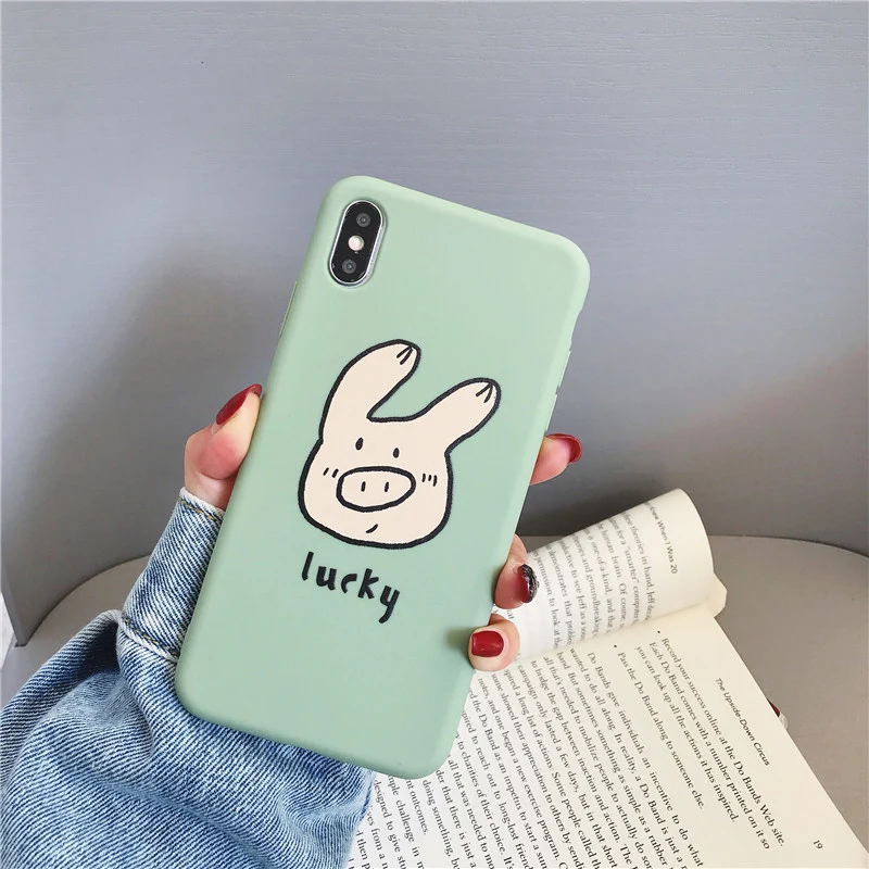 Lovebay Телефон чехол для iPhone 6 6s 7 8 плюс X XR XS Max милый мультфильм свинья мятно зеленый