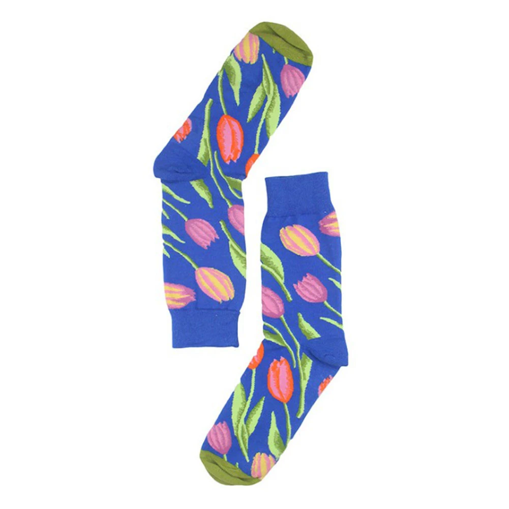 new Men Short socks Women print floral Colorful Sock combed cotton funny Socks Men's big size crew | Мужская одежда