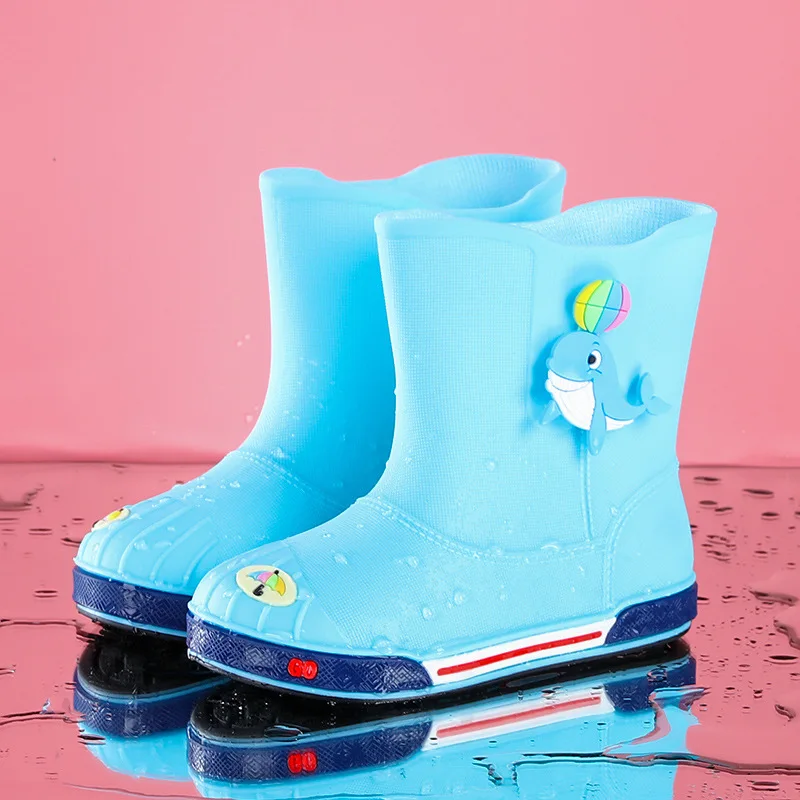 Baby Girls Boys Rainboots Non-slip Velvet Warm Rubber Cute Waterproof Kids Infant Slip-on Water Shoes | Детская одежда и обувь