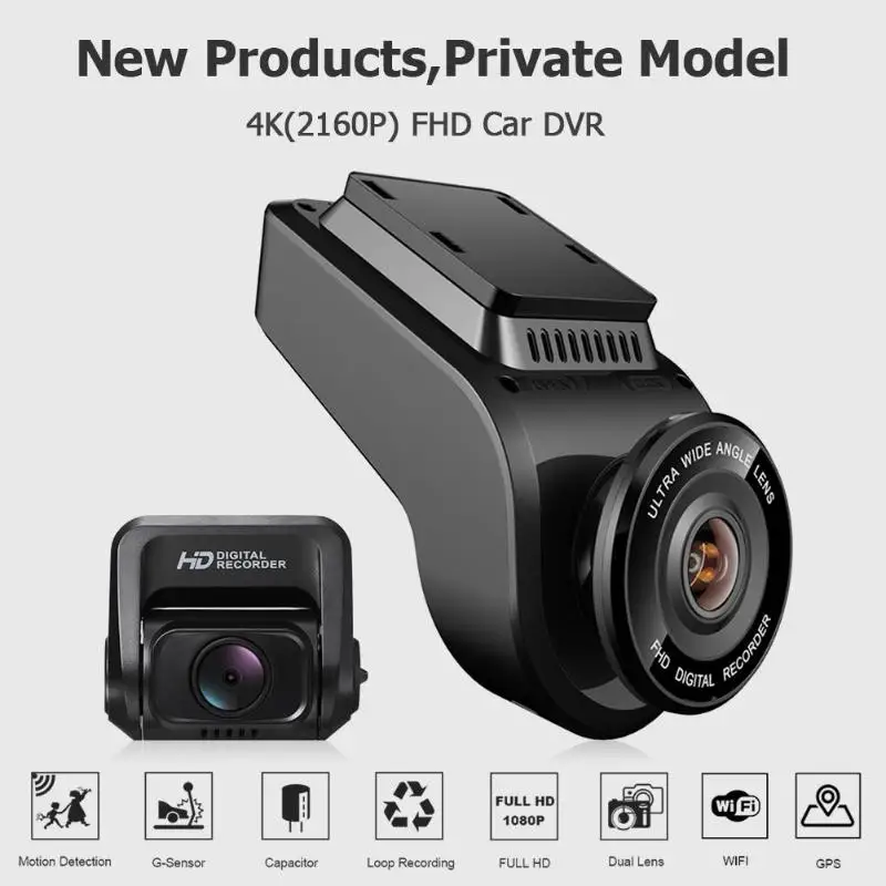 Автомобильный видеорегистратор VODOOL 4K 2160P Ultra HD GPS WiFi с задней камерой 1080P ночного