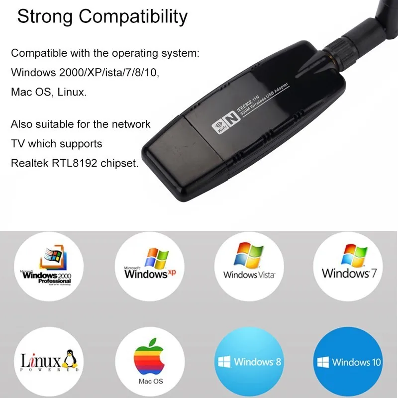 USB 2 0 300 Мбит/с беспроводная сетевая карта RTL8192 м Внешний wifi адаптер с антенной ключ
