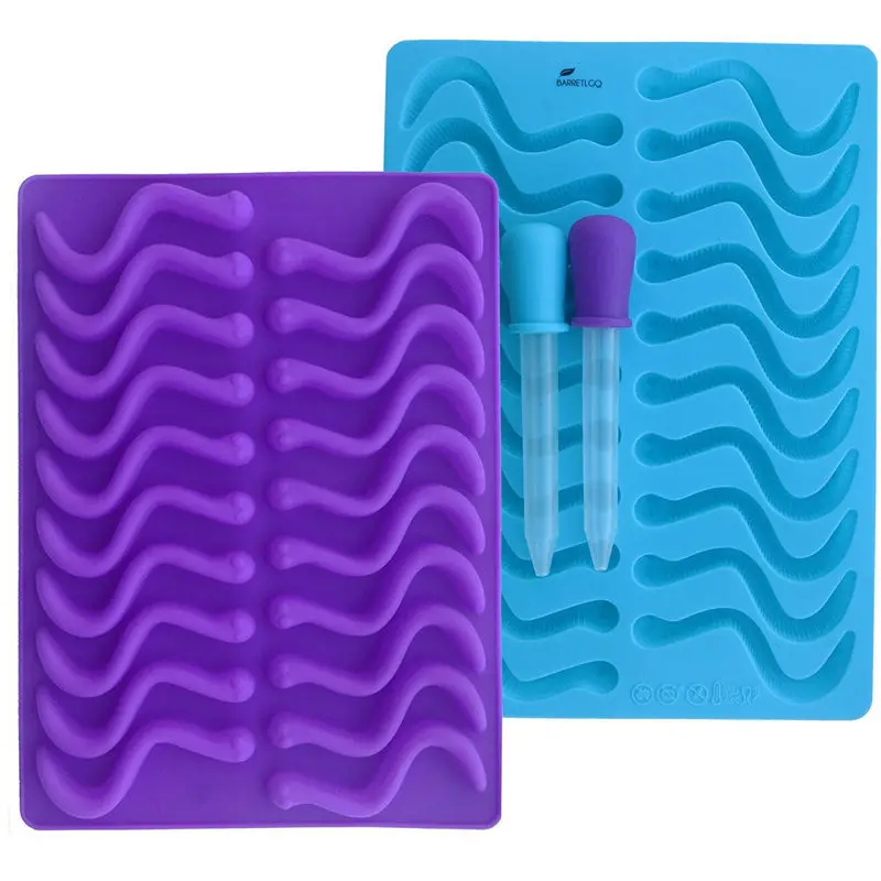 JX-LCLYL Silicone Bar Ice Tray Jelly Mold Worms Snake Chocolate Candy Gummy Maker | Дом и сад