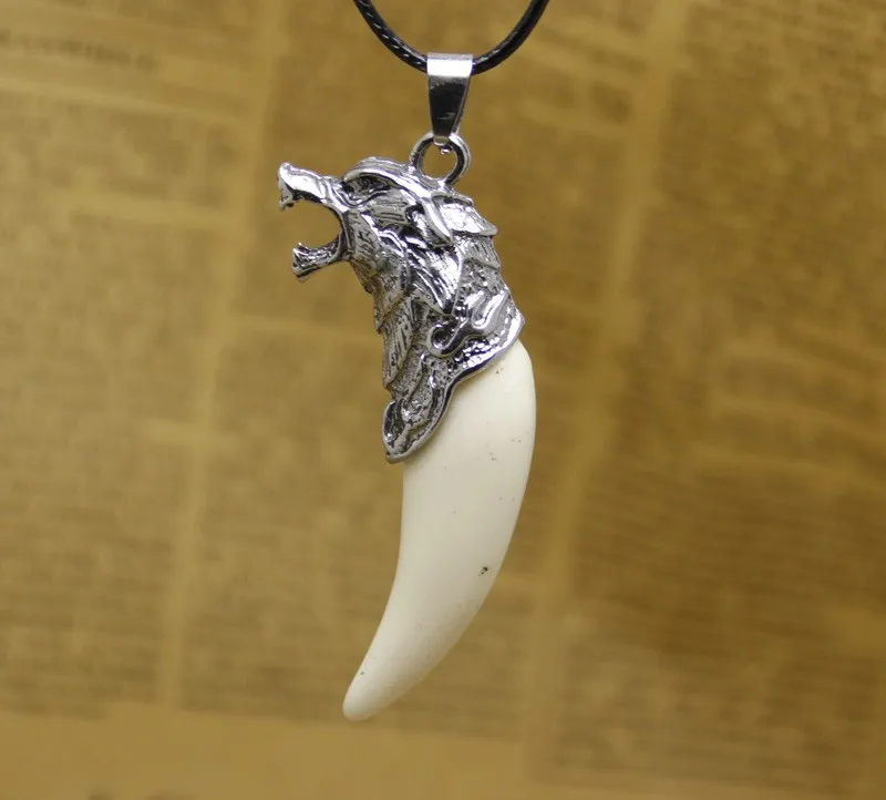 Cool Bronze Wolf Teeth Design Lovely gifts Necklace trendy jewelry For Couples Animal Head Pendant necklace drop shipping | Украшения и