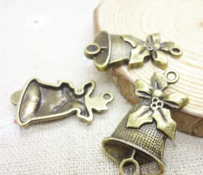 

60pcs Exquisite Christmas bell charm 30*17mm bronze pendants Handmade accessories craft Jewelry Making bracelet necklace