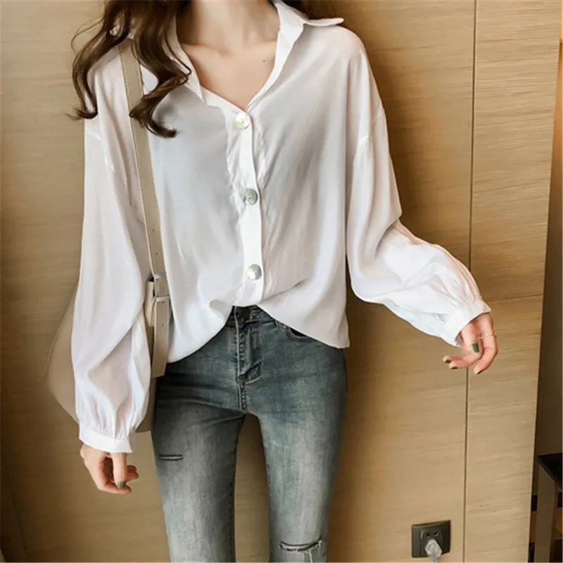 2019 Ulzzang Женские однотонные тонкие топы и блузки с V образным вырезом женские