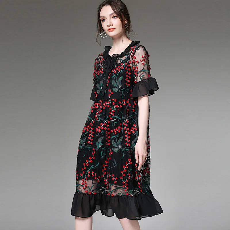 Комплект из 2 предметов летнее платье шифоновое с оборками и завязками v-образный