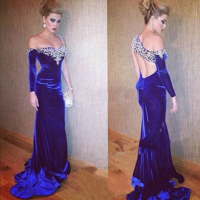 Mermaid Evening Gowns 2019 Sexy One-Shoulder Elegant Dresses Long Velour with Beaded Robe De Soiree Prom Party | Свадьбы и торжества