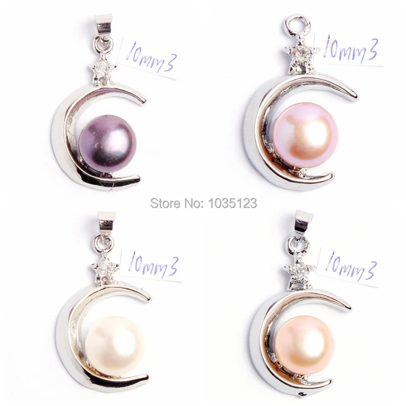 

10mm Pretty Natural 4 Color Freshwater Pearl Fashion Pendants wj147