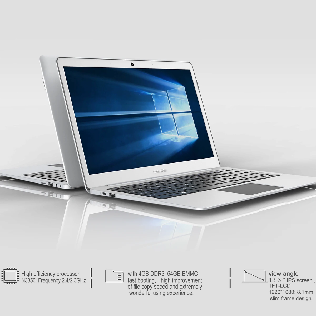 Great Wall W1333A 13 3 &quotips экран Ноутбуки оконные рамы 10 Intel Celeron N3350 2 4 ГГц Гб оперативная