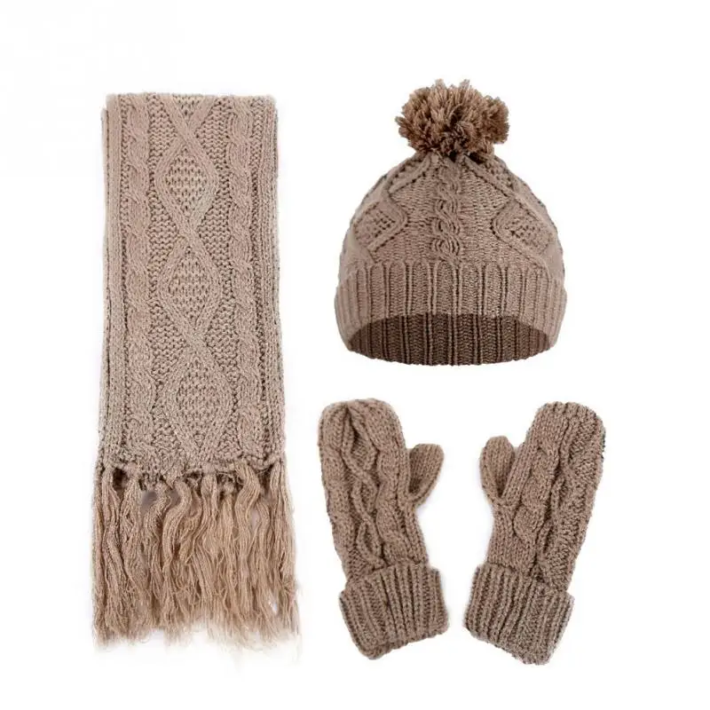 Ветрозащитный комплект шарф и перчатки шапка вязаная искусственная шерстяная