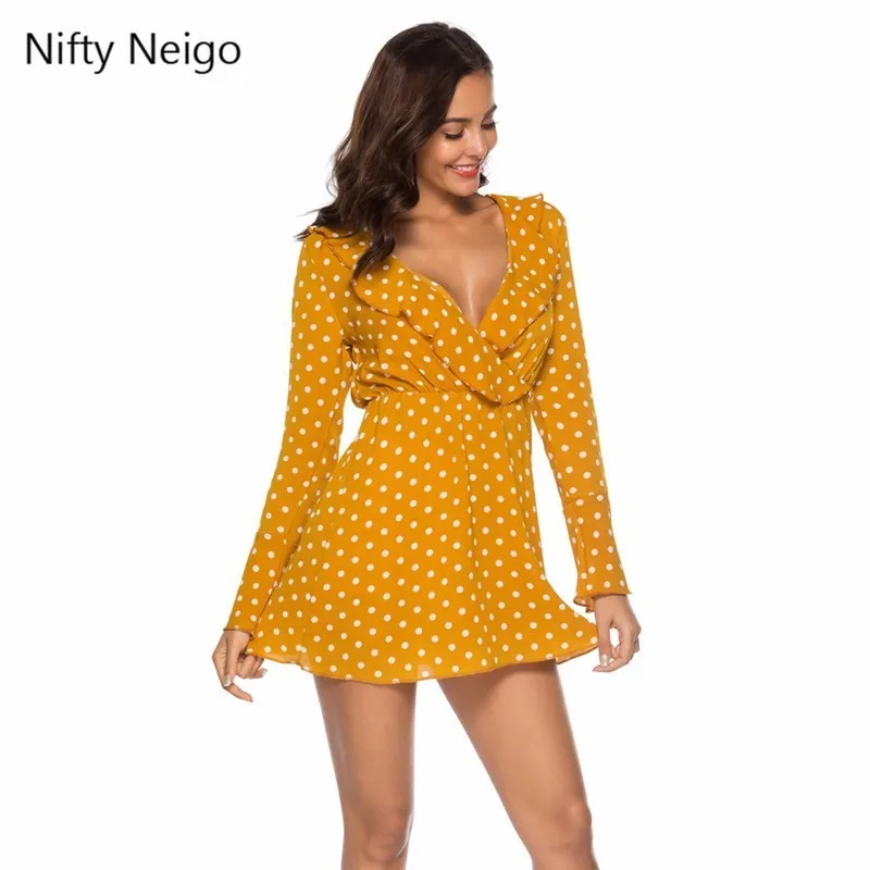 Nifty Neigo богемное женское летнее платье с оборками глубоким v образным вырезом