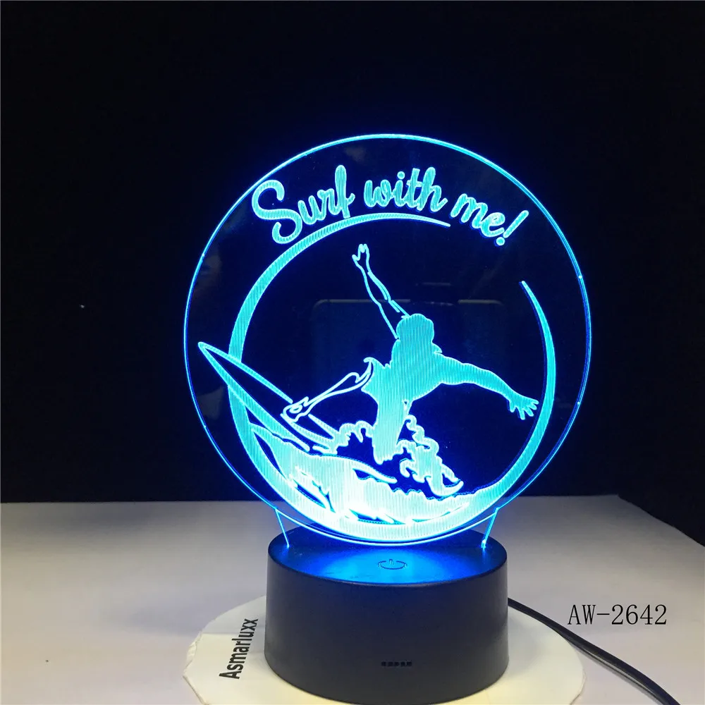 3D Usb градиентный светодиодный светильник для спальни настольная лампа 7 цветов