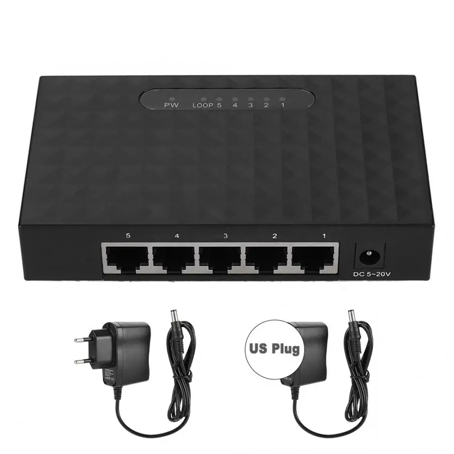 5 портов Быстрый 10/100/1000 Мбит/с гигабитный Ethernet LAN концентратор сеть коммутатор 100