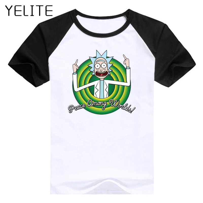 YELITE черно-белая забавная футболка с 3D принтом из мультфильма мужская коротким
