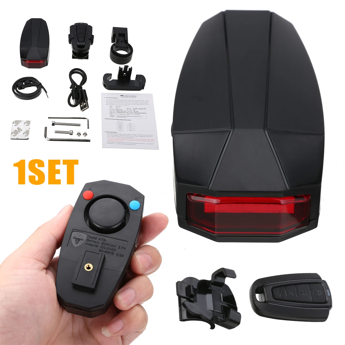 

Waterproof Anti-theft Bike Lock Cycling Security Lock Wireless Remote Control Vibration Alarm USB Taillight Bicycle Accessories