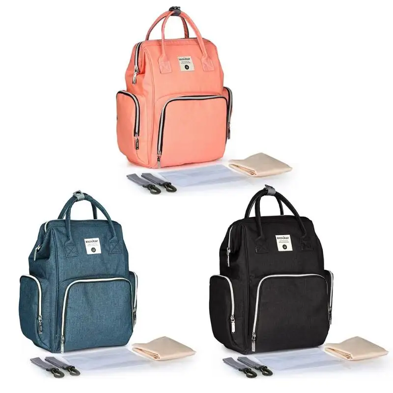 

Diaper Bag Backpack Large Capacity Travel Maternity Nursing Bag Baby Care with Wet Napkin Box Urine Pad Cart Hanging Belt