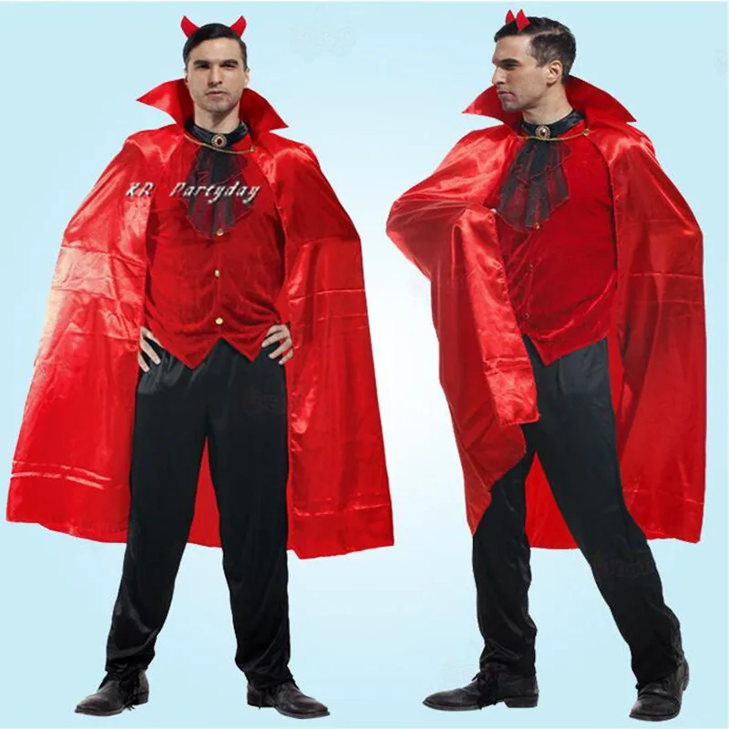 Men Women Girls Red Devil Cosplay Costume Dress For Adults Children Performance Props Halloween Party Supplies| |