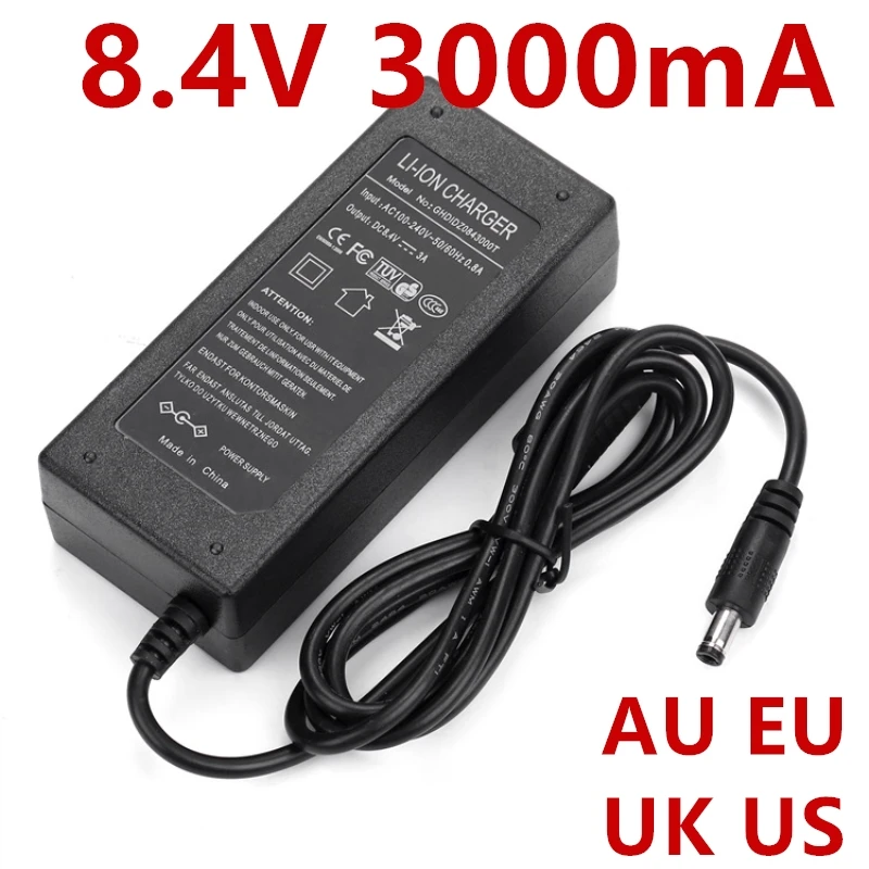 

8.4V 12.6V 13.8V 16.8V 2A 3A Power Supply AC 100-240V to Lithium Battery Lead-Acid Battery Charger AU EU UK US plug