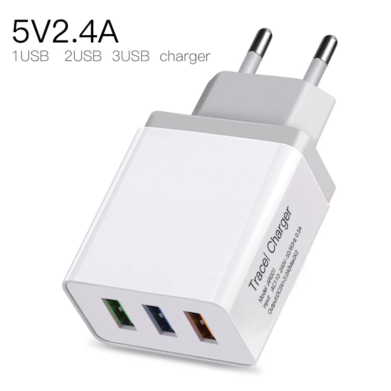 Зарядное устройство USB 5В 2.4A настенное зарядное для iphone 7 8 Samsung S8 S9 Plus Зарядка Xiaomi