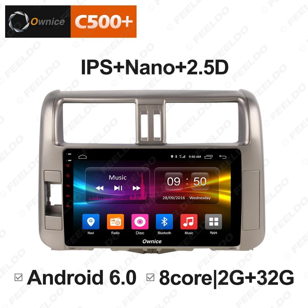 FEELDO 9 &quot2.5D Nano IPS экран Android 6 0 Octa Core/DDR3 2G/32G/4G LTE автомобильный медиаплеер для Prado 2010