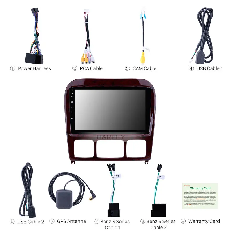 Автомобильная GPS система Harfey 9 дюймов Android 8 1 для Mercedes Benz S Class W220 S280 S320 S350 S400 S430 S500 1998