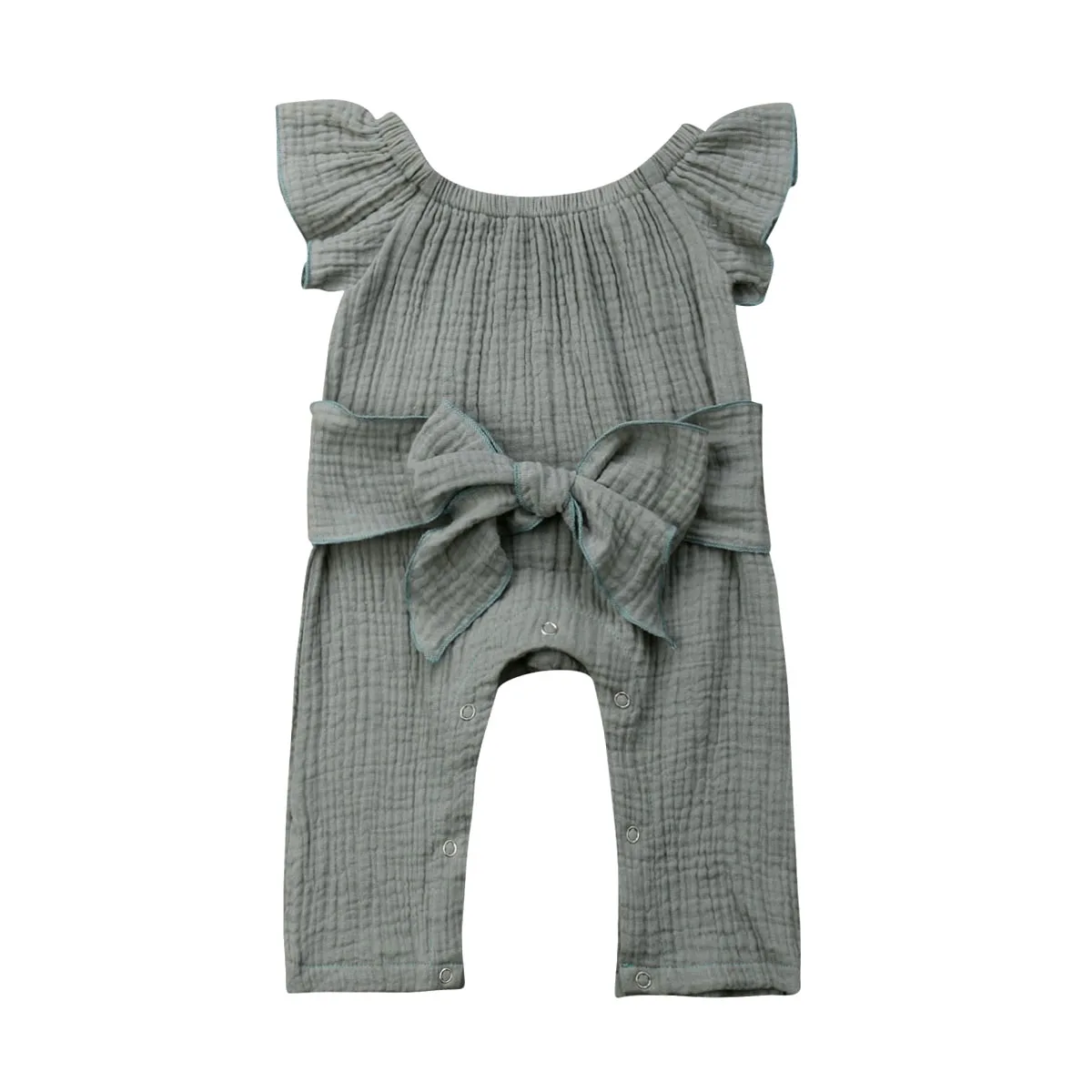 Комбинезон летний однотонный с открытыми плечами для девочек | Мать и ребенок