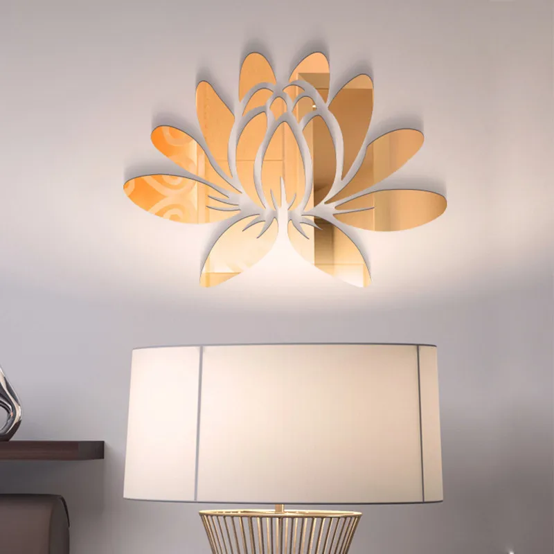 Lotus Flower зеркальный настенный стикер s 3D декоративный Декор для дома гостиной