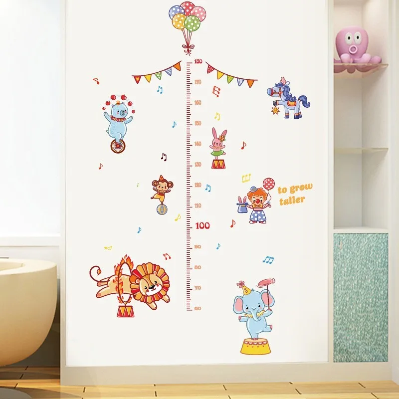 Cartoon wall stickers boy girl decal height measuring ruler nursery decoration children room removable | Дом и сад