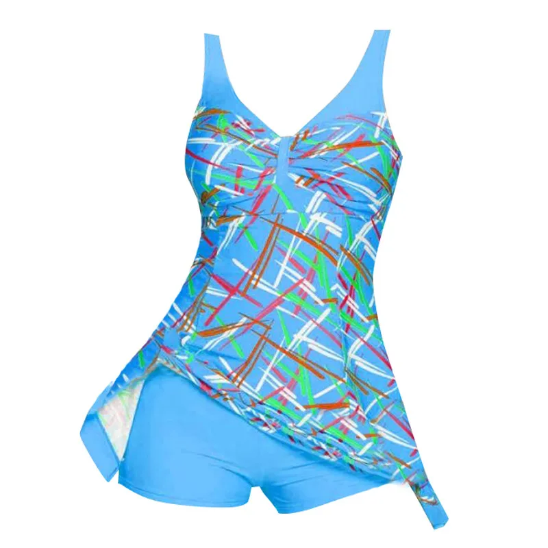 Новинка 2019 купальник комплект бикини Танкини с шортами Холтер женский принтом