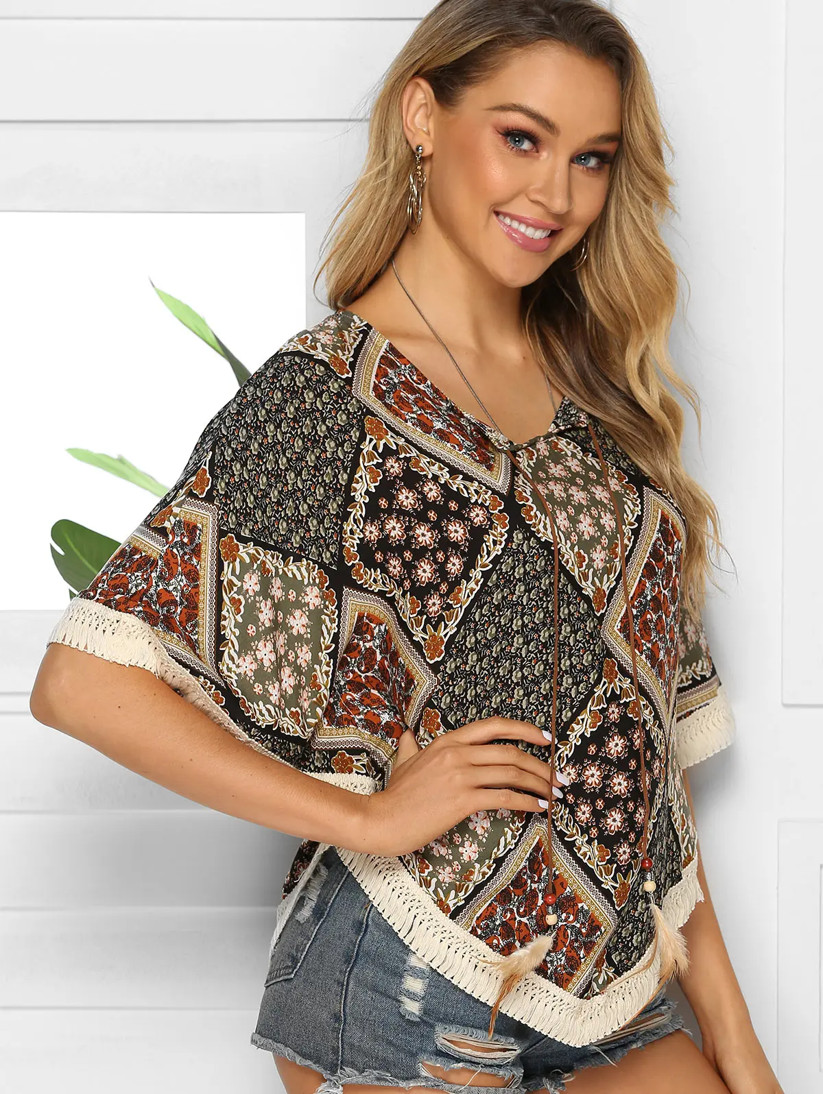 Kenancy женская блузка с рукавами летучая мышь летние пляжные богемные рубашки