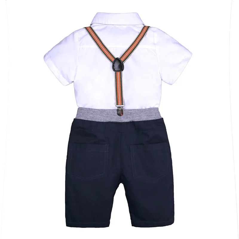boys clothes summer kids Gentleman Suits Short Sleeve Bow Tie Shirt+Shorts children costume toddler outfit infant clothing | Детская