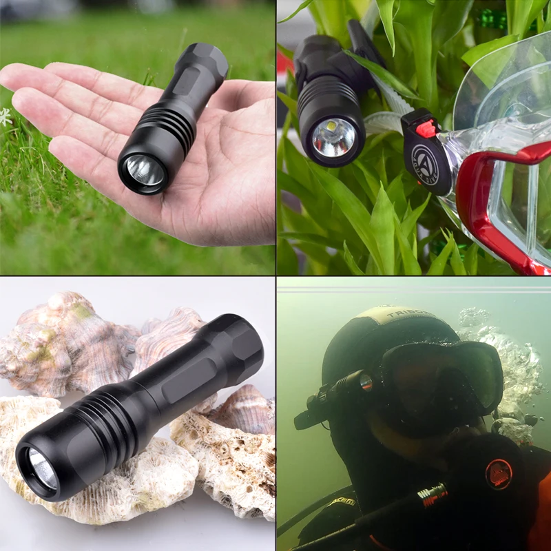 Super Diving flashlight Diver XM-L2 U4 LED mini diving mirror light 150 meters Underwater Waterproof Tactical Lantern lamp | Освещение