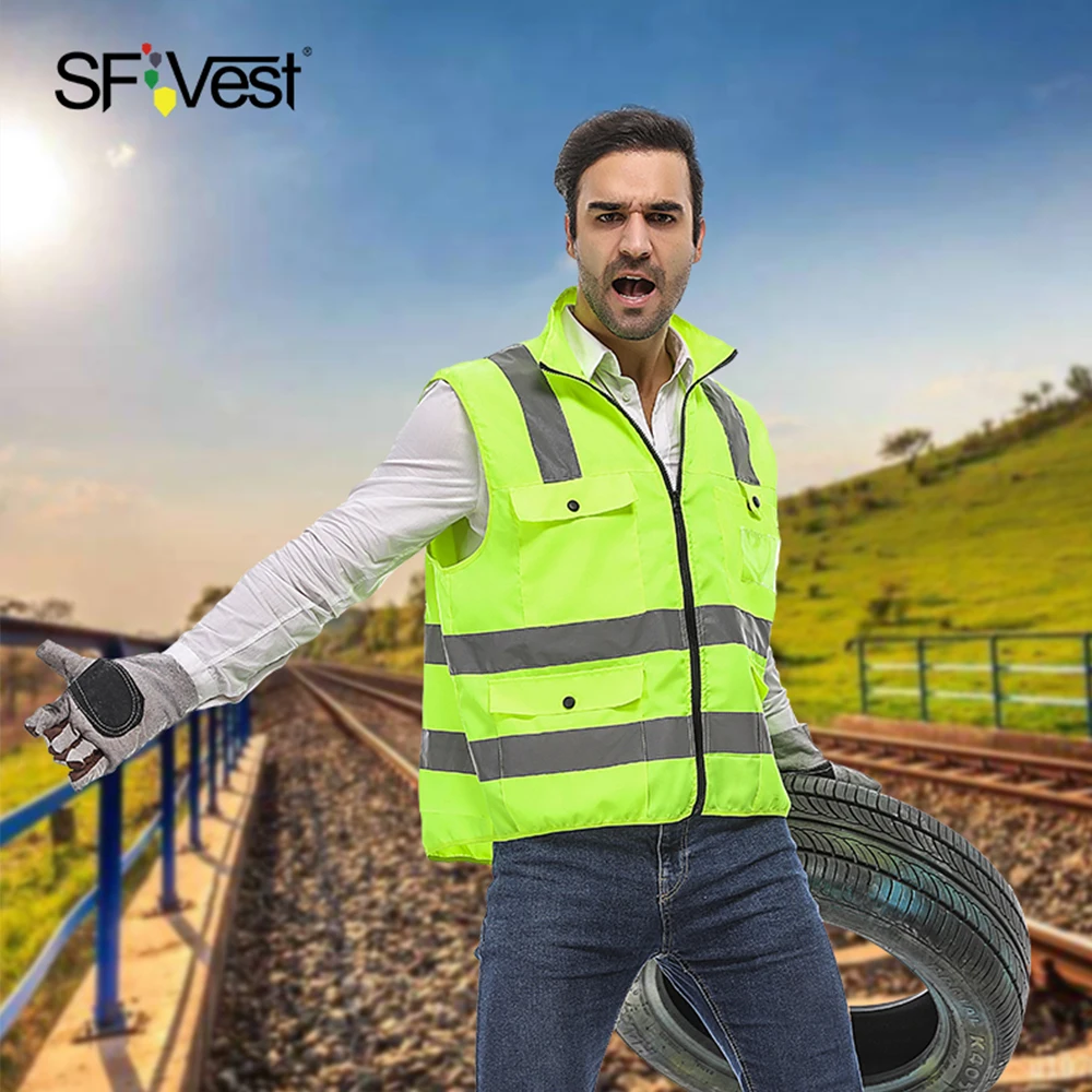 Защитный жилет SFVest светоотражающая безрукавка с несколькими карманами рабочая