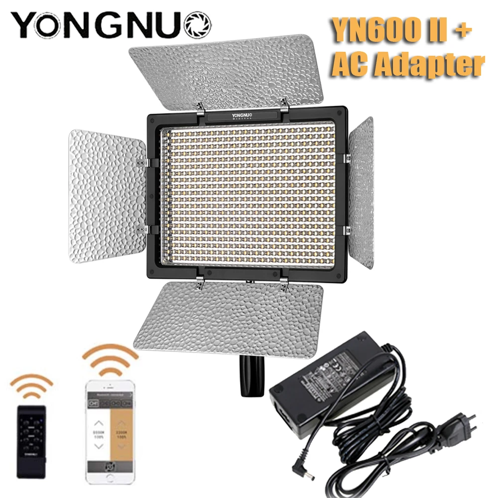 YONGNUO YN600 II YN600L Светодиодный светильник + адаптер переменного тока светодиодный