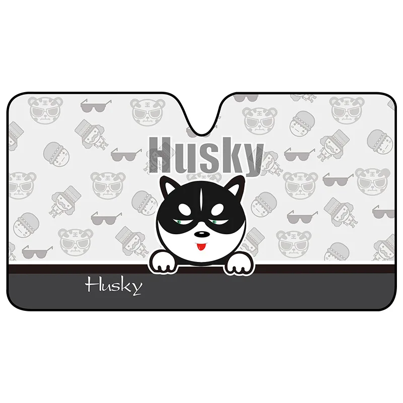 

Cartoon Car Front Windshield Sun Block Summer Sunscreen Insulation Sun Visor Cover Cute Husky Fit for Sedan SUV Car Accessories