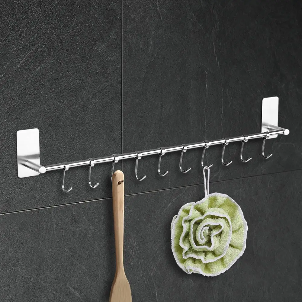 

Вешалка для двери, органайзер, вешалка для крючков из нержавеющей стали 304, вешалка для хранения, органайзер для кухни, ванной комнаты с 7/10 кр...