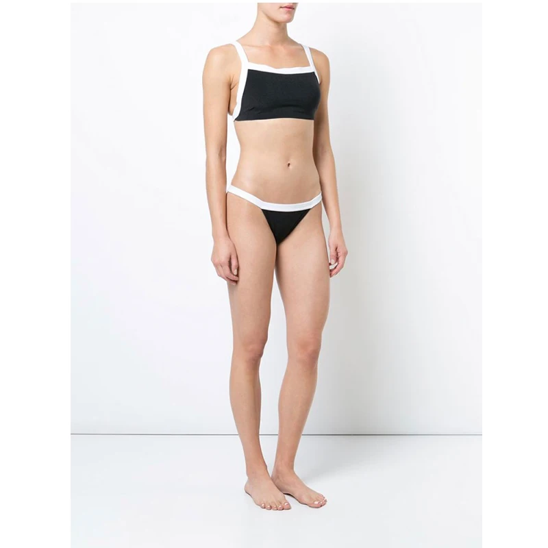 Bikini Set Women Summer Women's Swimwear Bandage Black and White Push-up UnPadded Bra Swimsuit Swimming Suit biquini |