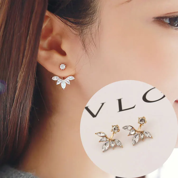 Korean Small Daisy Flower Ear Ornament Pearl Horse Eye Leaf Snowflake Earring |