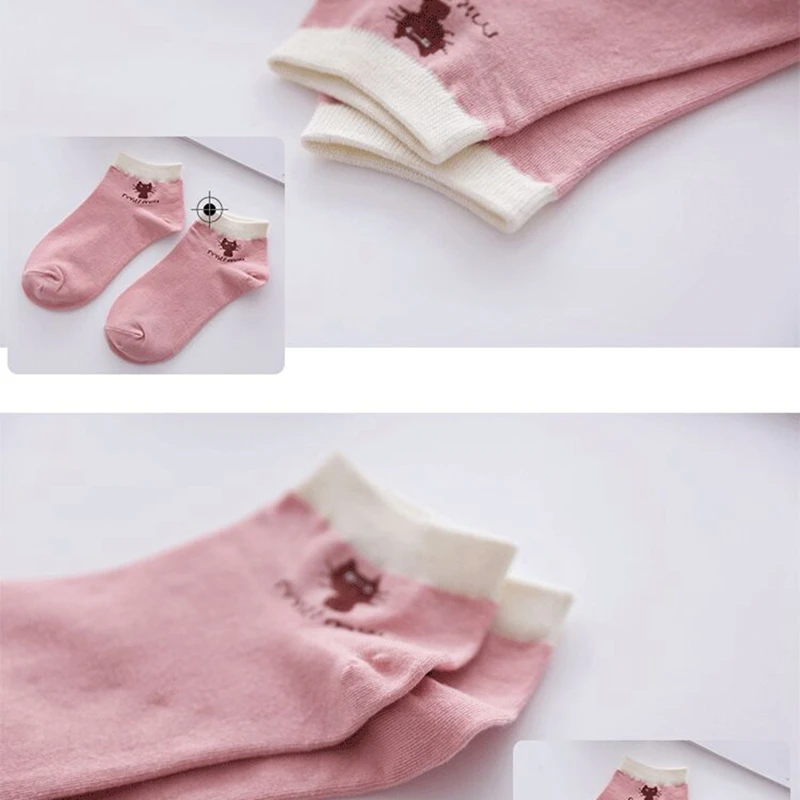 Harajuku Kawaii/женские носки хлопковые короткие Носки с рисунком кота симпатичный