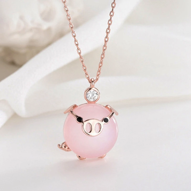 Цепочка со Свинкой в виде пудры кулон для девочки милый подарок прямой