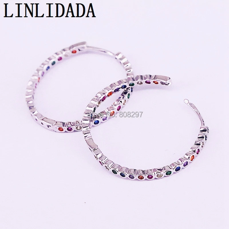 Новое поступление 5 Пар Модных разноцветных сережек с круглым фианитом для