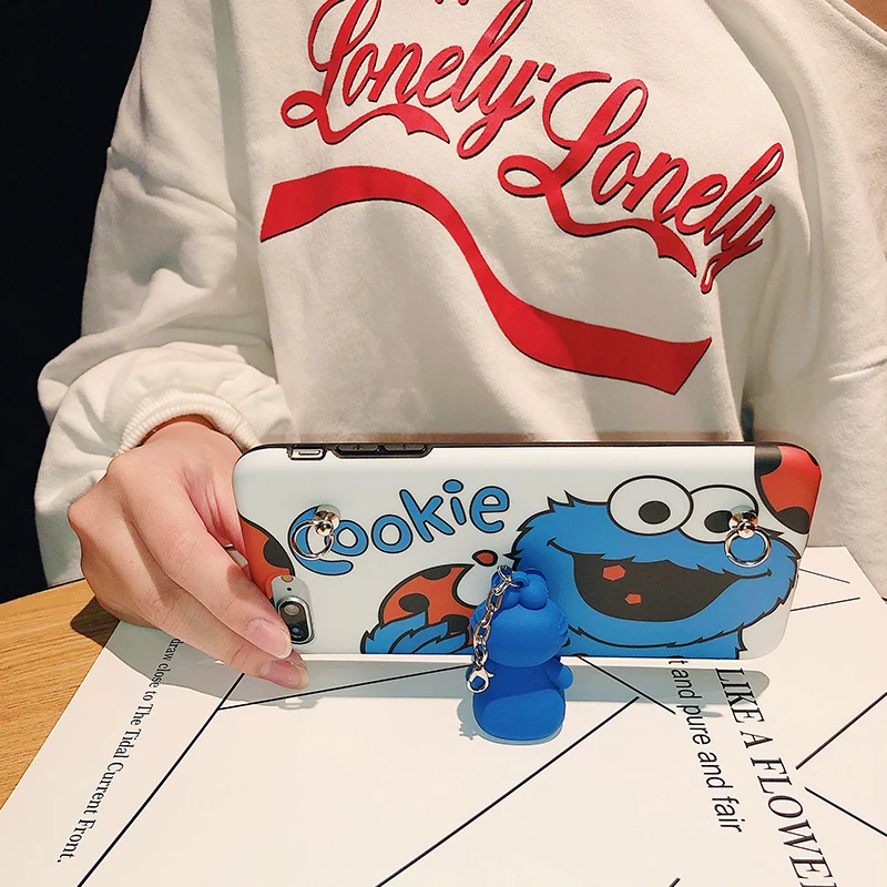 Cartoon Cute Bracket Phone Case For iPhone 14 13 12 11 Pro MAX X XR XS 7 8 Plus SE 12mini With Lanyard Soft Silicone Matte Cover