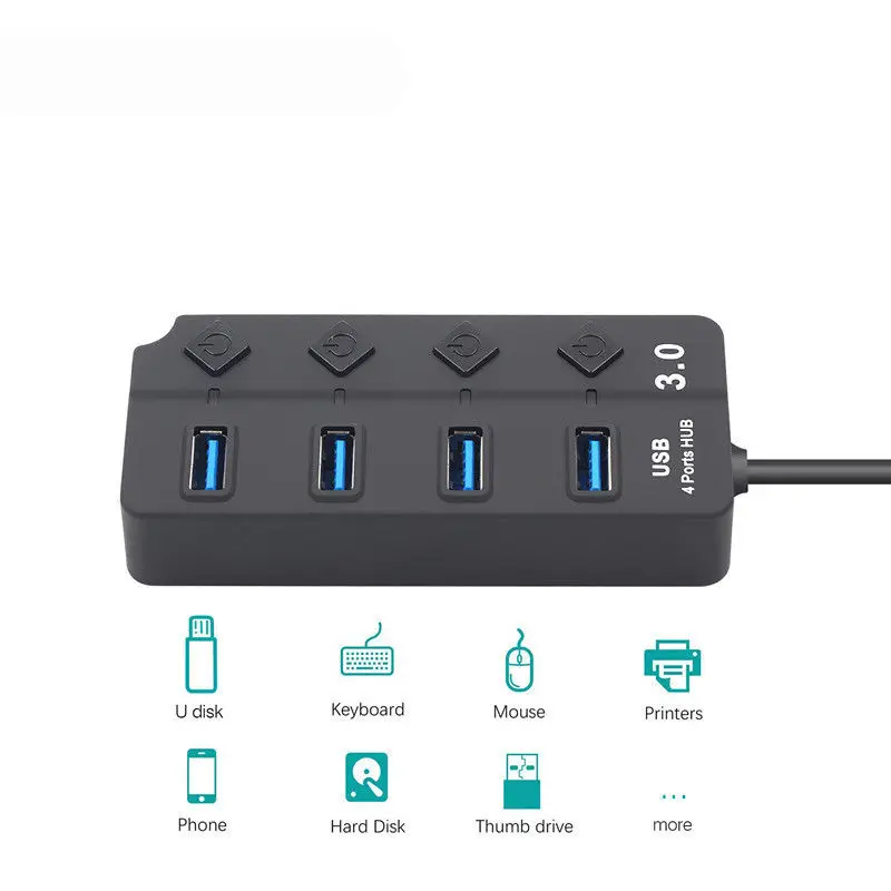 Usb-хаб 3 0 5 Гбит/с высокая скорость 4 порта Usb концентратор разветвитель вкл/выкл