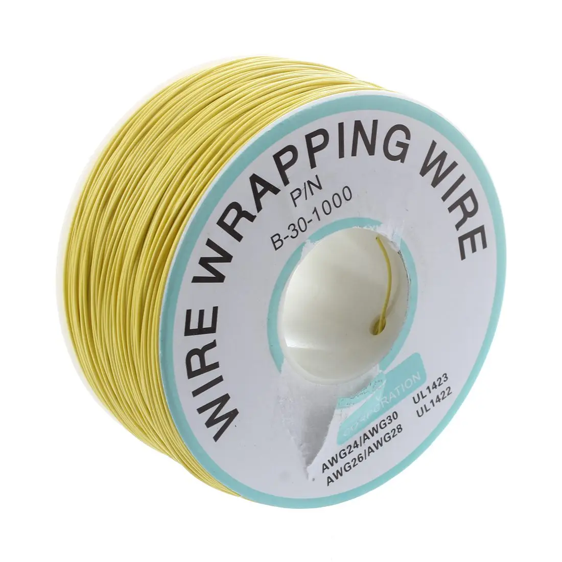 Полностью Желтое покрытие ПВХ Оловянная медная обертка ping Wire wrap 305 м 30AWG кабельная