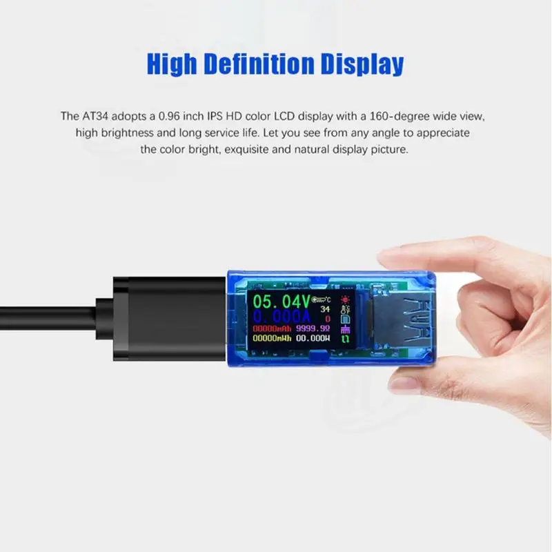 Тестер емкости напряжения тока USB 3 0 IPS тестер HD цветной экран Амперметр батарея