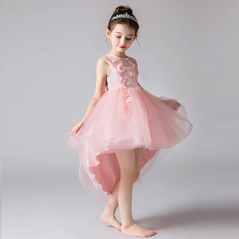 evening party fishtail dress age for 4-14 yrs little girl white lace flower girls dresses 2019 graduation gown kids frock | Детская